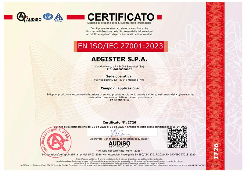 Anteprima certificato EN ISO/IEC 27001:2023